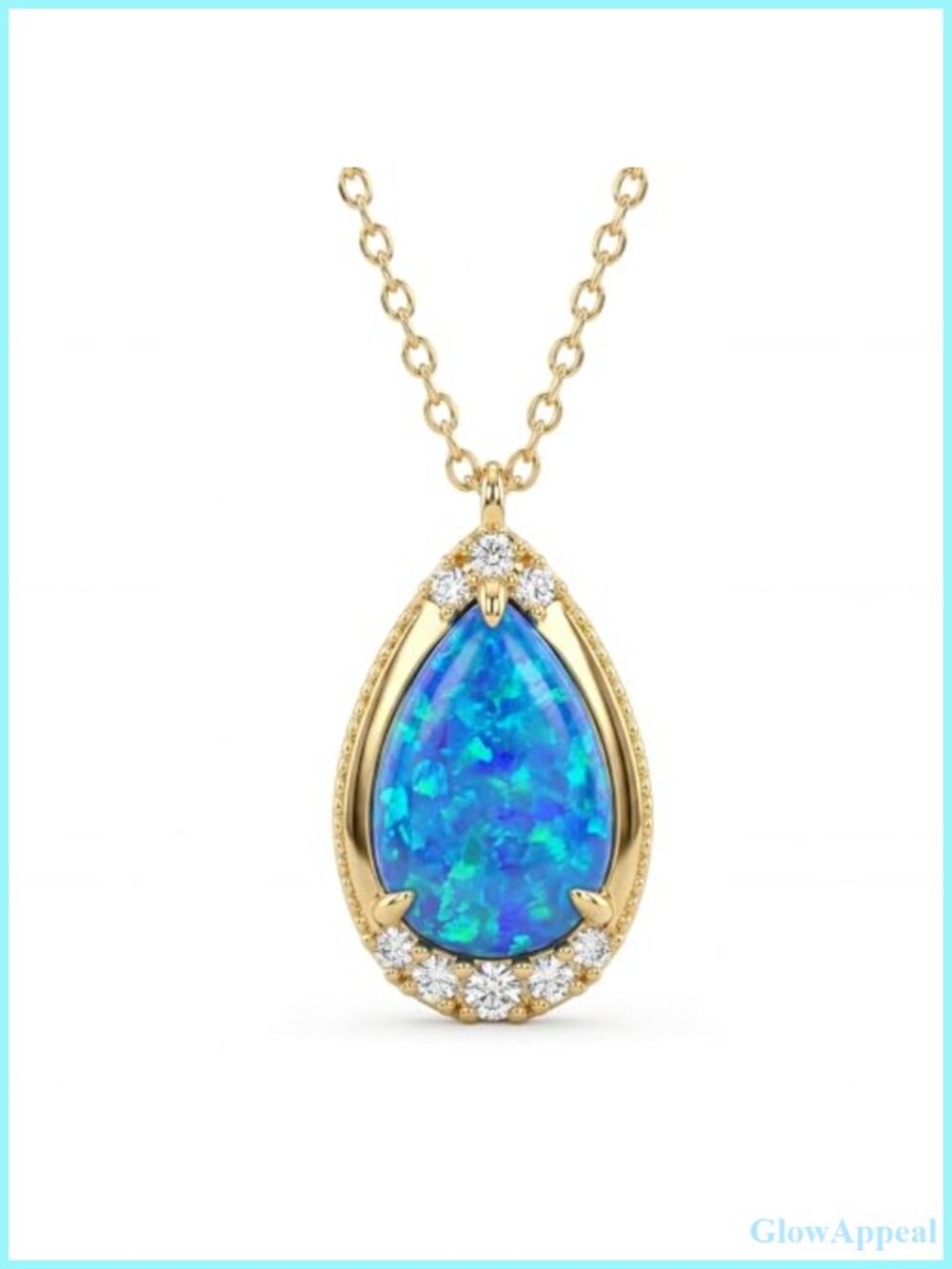 S925 Sterling Silver Opal Pendant Necklace 18K Yellow Gold Plated Dainty